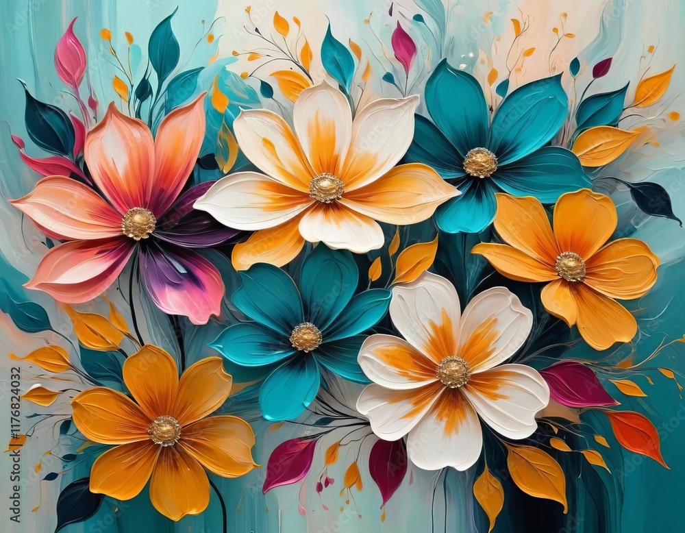 Obraz premium A close-up of a colorful abstract flower painting