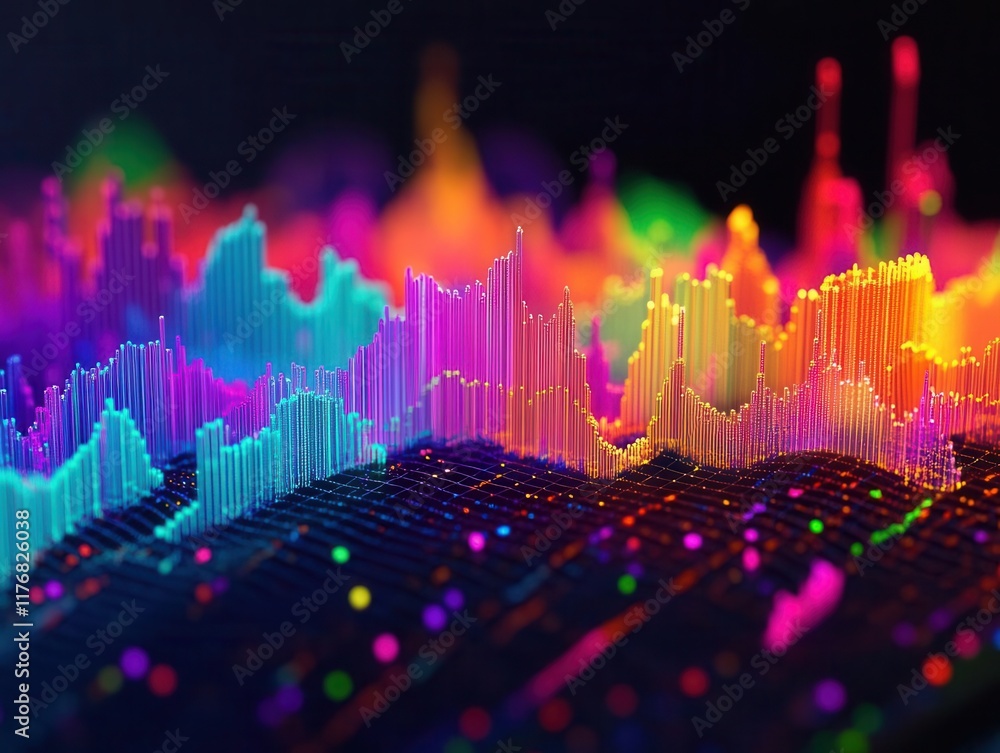 Data visualization of energy consumption during peak hours, glowing graphs and numbers Data visualization of energy consumption during peak hours, glowing graphs and numbers
