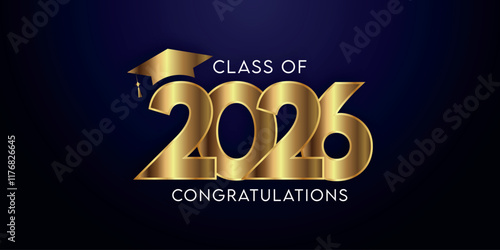 Class of 2026 Text for graduation design, high school or college graduate