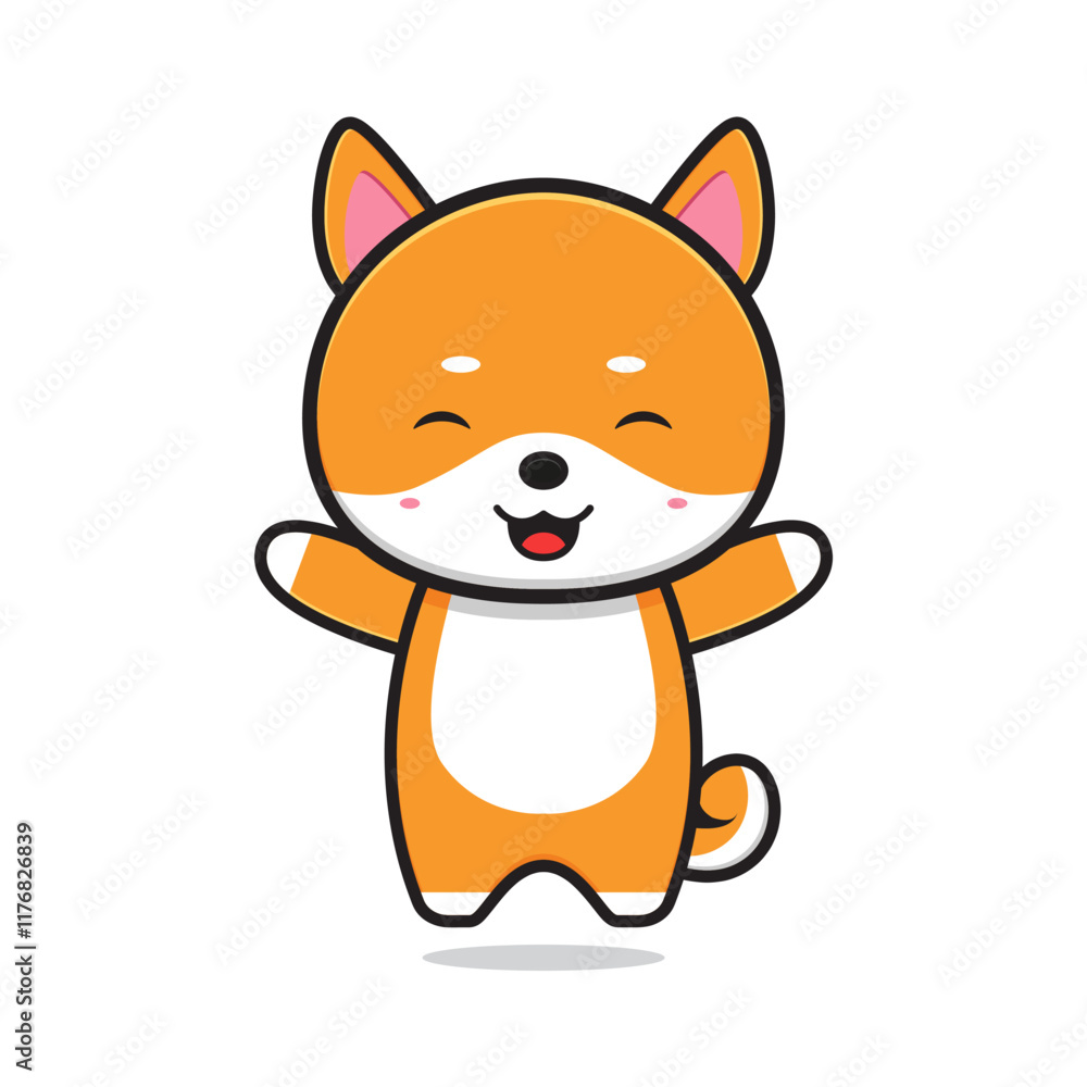 Cute happy shiba character cartoon icon illustration Cute happy shiba character cartoon icon illustration