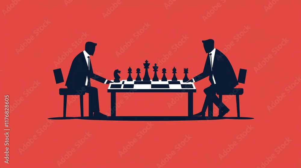 Fototapeta premium Strategic chess match between two players
