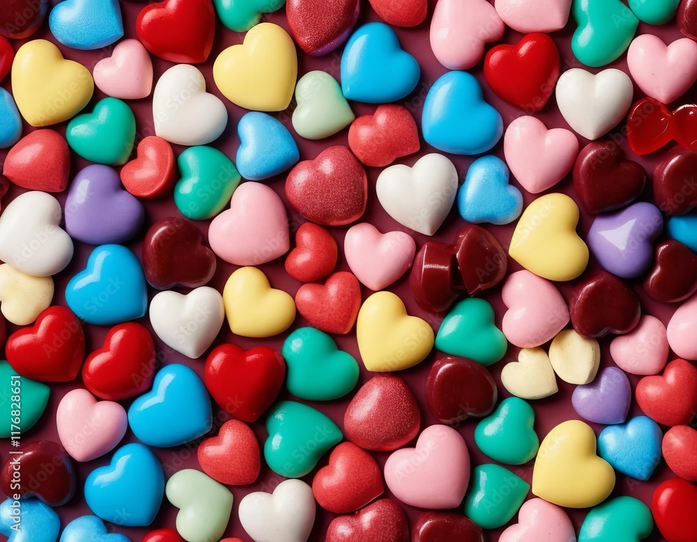 A bowl filled with heart-shaped candies of different colors A bowl filled with heart-shaped candies of different colors