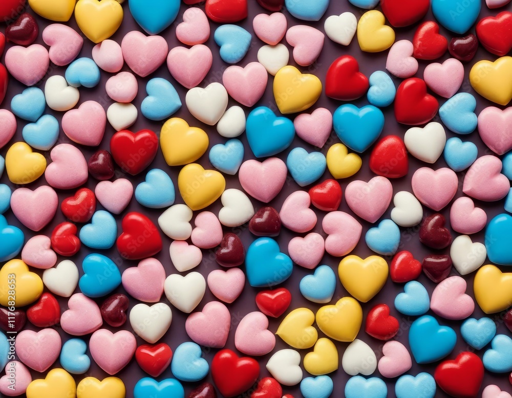 A bowl filled with heart-shaped candies of different colors A bowl filled with heart-shaped candies of different colors