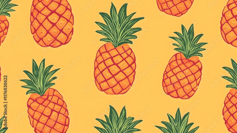 Vibrant Pineapples: Tropical Fruit Pattern Vibrant Pineapples: Tropical Fruit Pattern