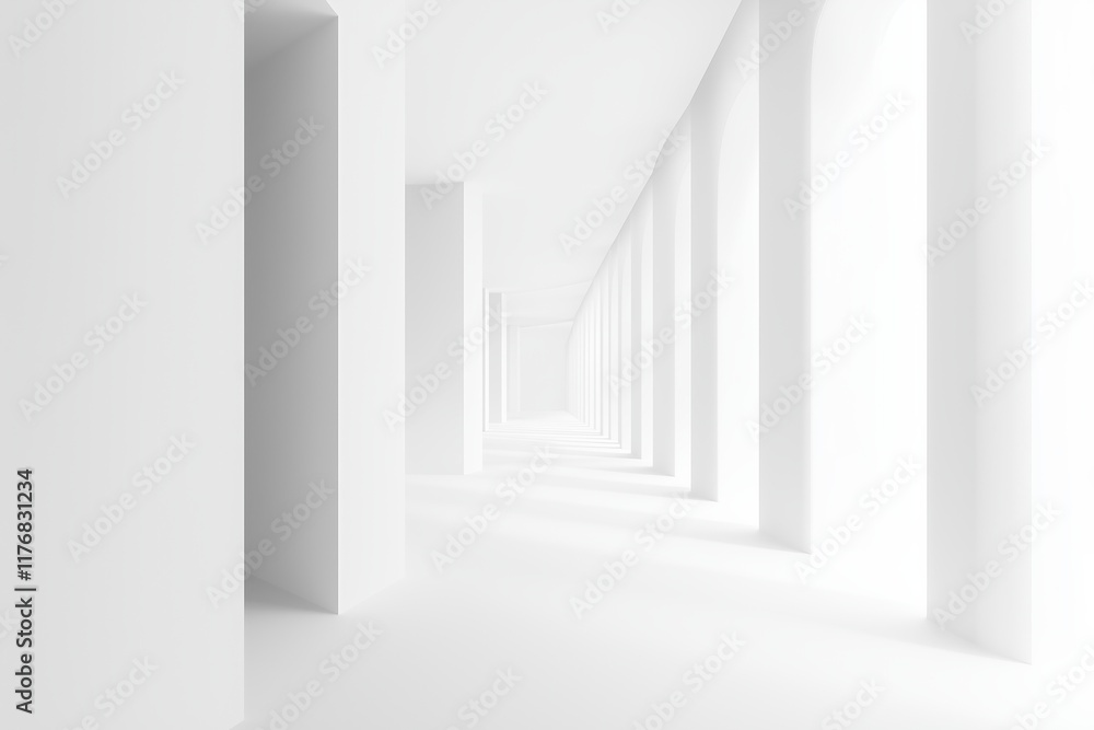 White open space office corridor with a mock-up wall White open space office corridor with a mock-up wall