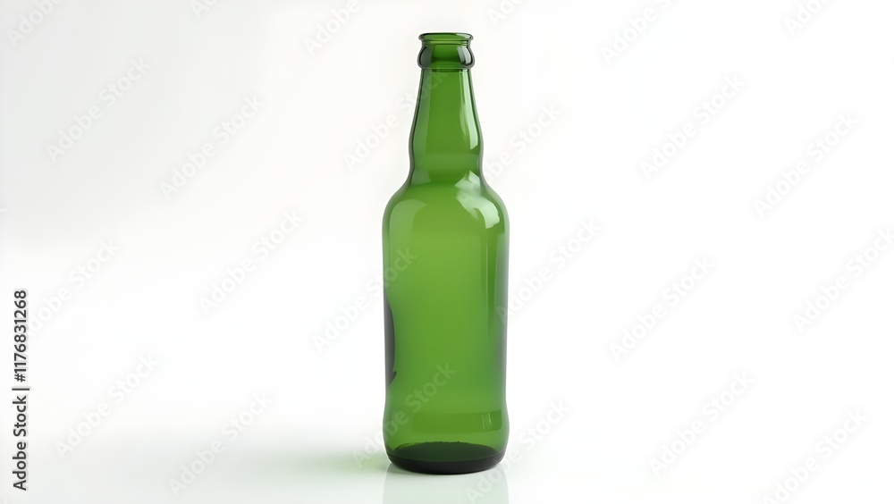 A green bottle isolated on a pure white background A green bottle isolated on a pure white background