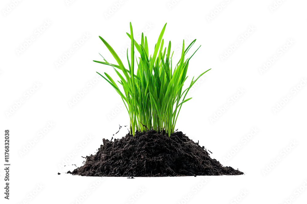 High-Quality Fresh Grass with Rich Soil and Roots PNG Design High-Quality Fresh Grass with Rich Soil and Roots PNG Design
