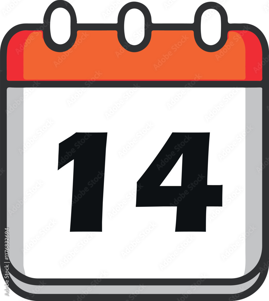 Valentine's Day - February 14 - Daily Calendar Icon in flat design style and isolated background.