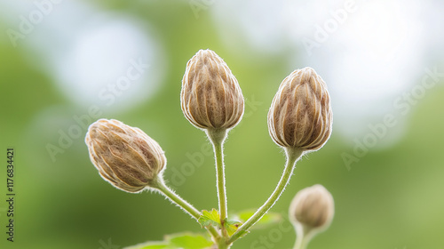 Three unopened Clematis bud...