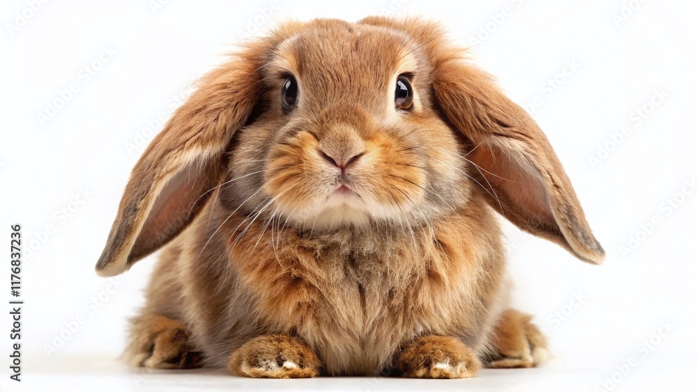 Adorable Holland Lop Rabbit Standing, Isolated White Background, Cute Bunny, Pet Photography Adorable Holland Lop Rabbit Standing, Isolated White Background, Cute Bunny, Pet Photography