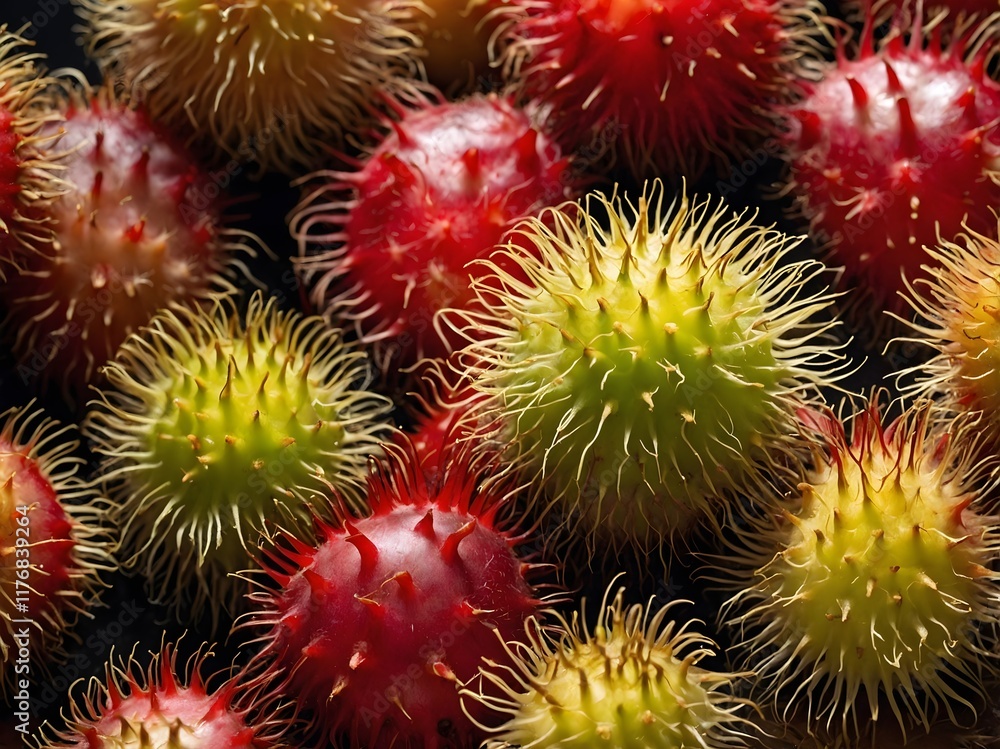 close up photo of rambutan fruit close up photo of rambutan fruit