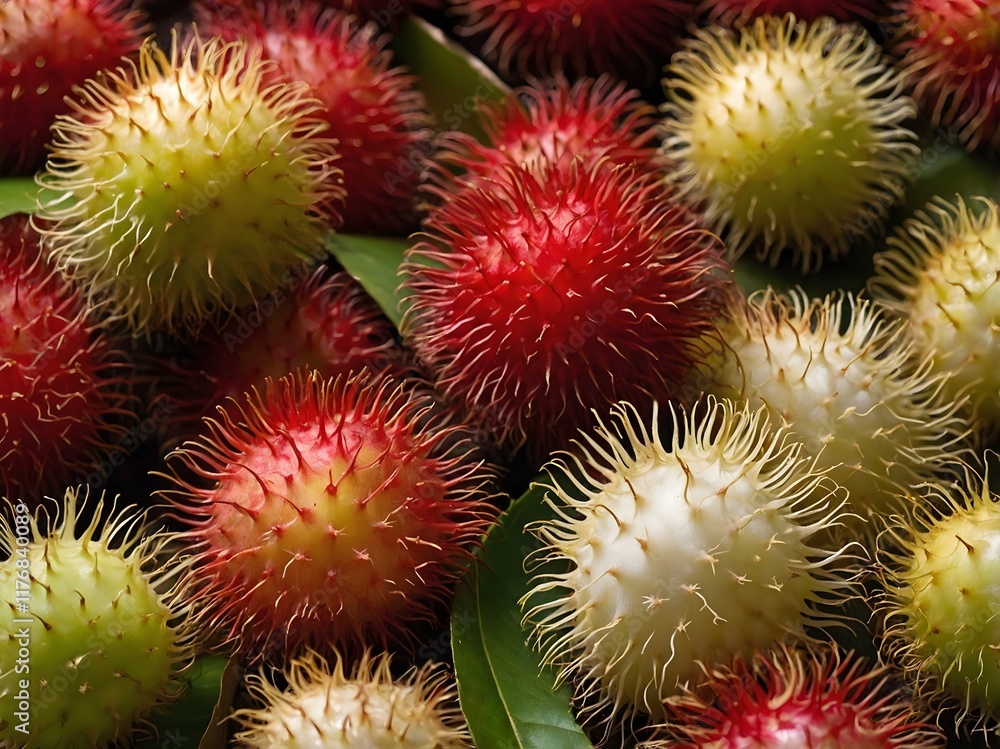 close up photo of rambutan fruit close up photo of rambutan fruit