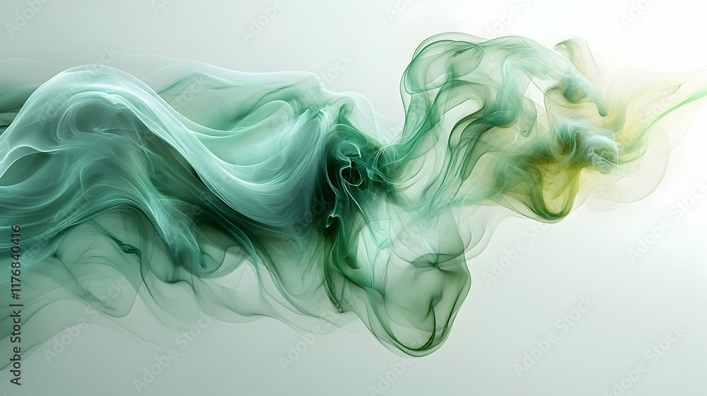 A swirl of green smoke dances through the air, forming elegant shapes and patterns. The soft white backdrop enhances the vibrant color, offering a serene and captivating display. A swirl of green smoke dances through the air, forming elegant shapes and patterns. The soft white backdrop enhances the vibrant color, offering a serene and captivating display.