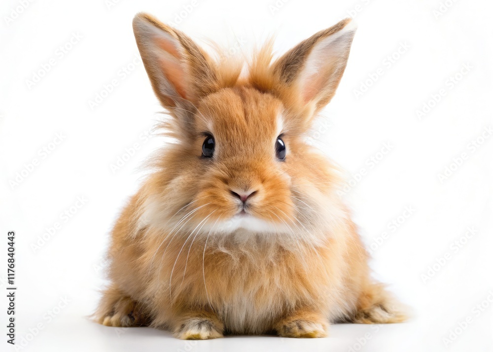 Fototapeta premium Isolated young domestic rabbit, AI-crafted food surrounds it; a delectable, generated scene.