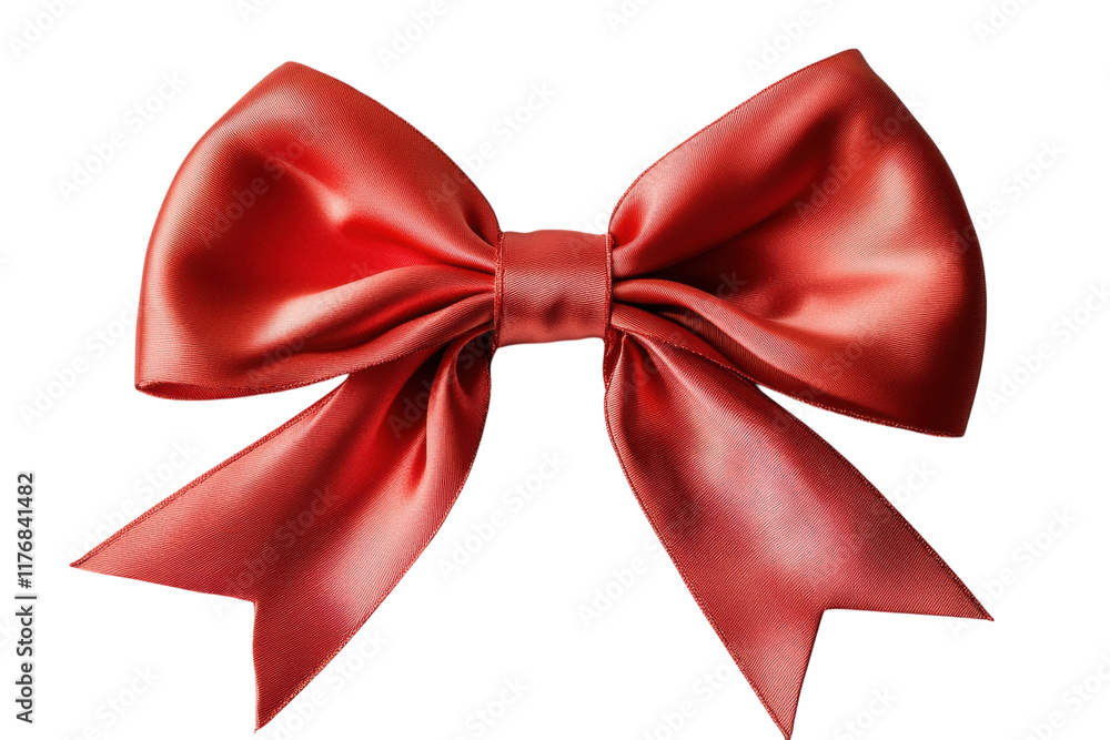 Elegant red satin bow suitable for gift wrapping and decoration in festive settings and celebrations Elegant red satin bow suitable for gift wrapping and decoration in festive settings and celebrations