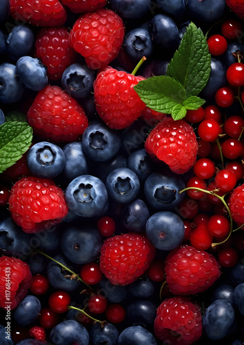 A variation of berries at fruit market
