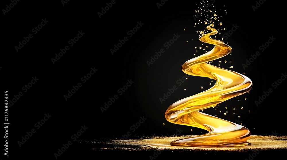 Obraz premium Golden Liquid Spiral Abstract Background - Abstract/Surreal