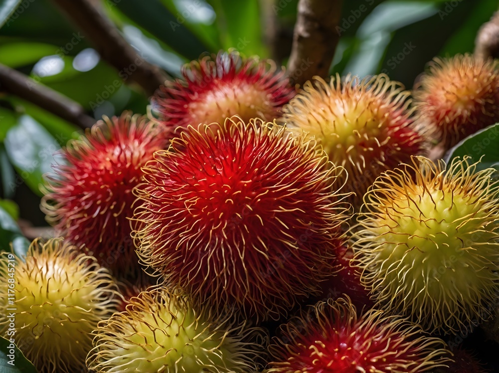 close up photo of rambutan fruit close up photo of rambutan fruit