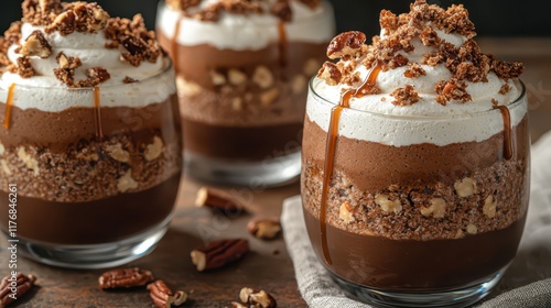 Wallpaper Mural Decadent chocolate parfait dessert with nuts and whipped cream topping Torontodigital.ca