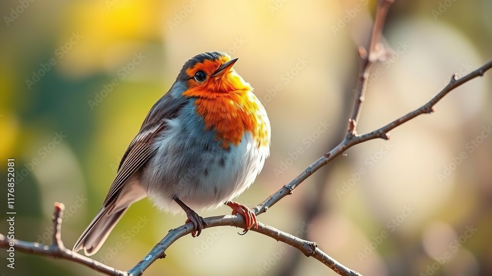 Robin on Branch - Springtime Nature Photo - AI Art Robin on Branch - Springtime Nature Photo - AI Art
