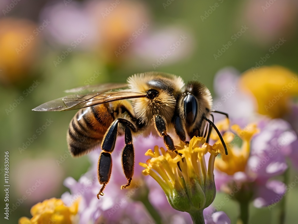 a bee perched on a flower with a blurred background
a bee perched on a flower with a blurred background
