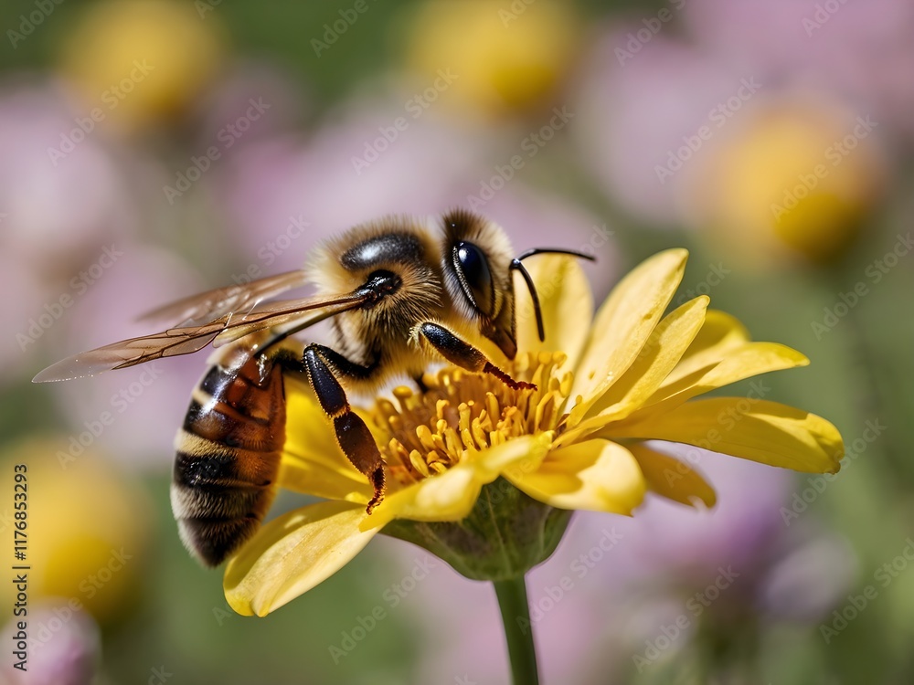 a bee perched on a flower with a blurred background
a bee perched on a flower with a blurred background
