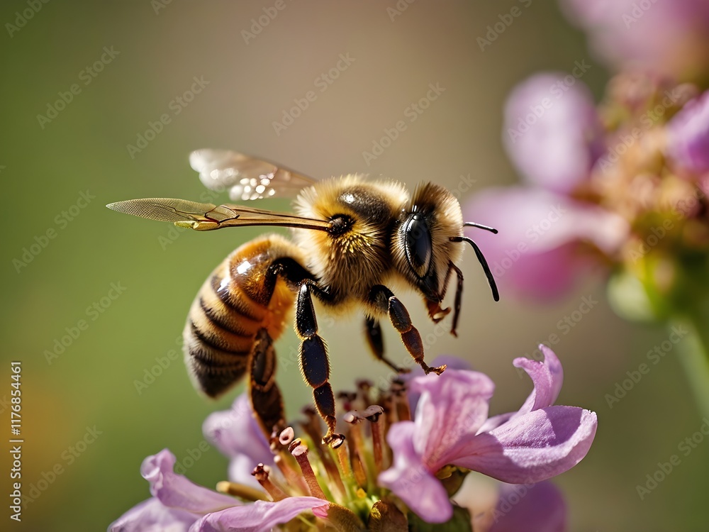 a bee perched on a flower with a blurred background
a bee perched on a flower with a blurred background