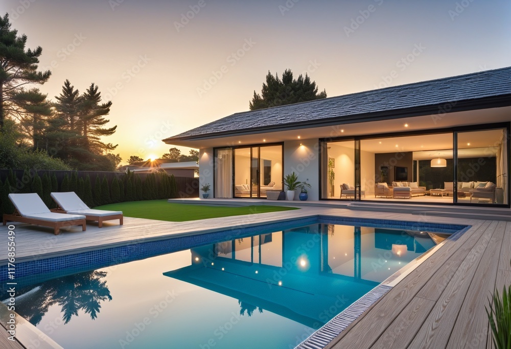 Fototapeta premium Serenity at Sunset: A Guide to Relaxing Country Living