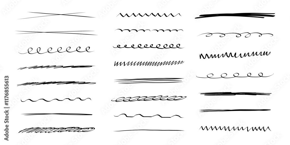 Underline mark border doodle hand drawn mark, swoosh highlight freehand brush. Grunge scribble curvy symbol. Marker check figure. Underline mark border doodle hand drawn mark, swoosh highlight freehand brush. Grunge scribble curvy symbol. Marker check figure.