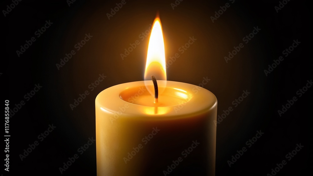 Burning Candle Flame on Black Background - High-Resolution Stock Photo Burning Candle Flame on Black Background - High-Resolution Stock Photo
