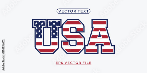 letter USA text style with flag element design vector concept