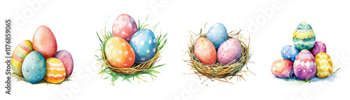 Easter watercolor illustration isolated on white background.