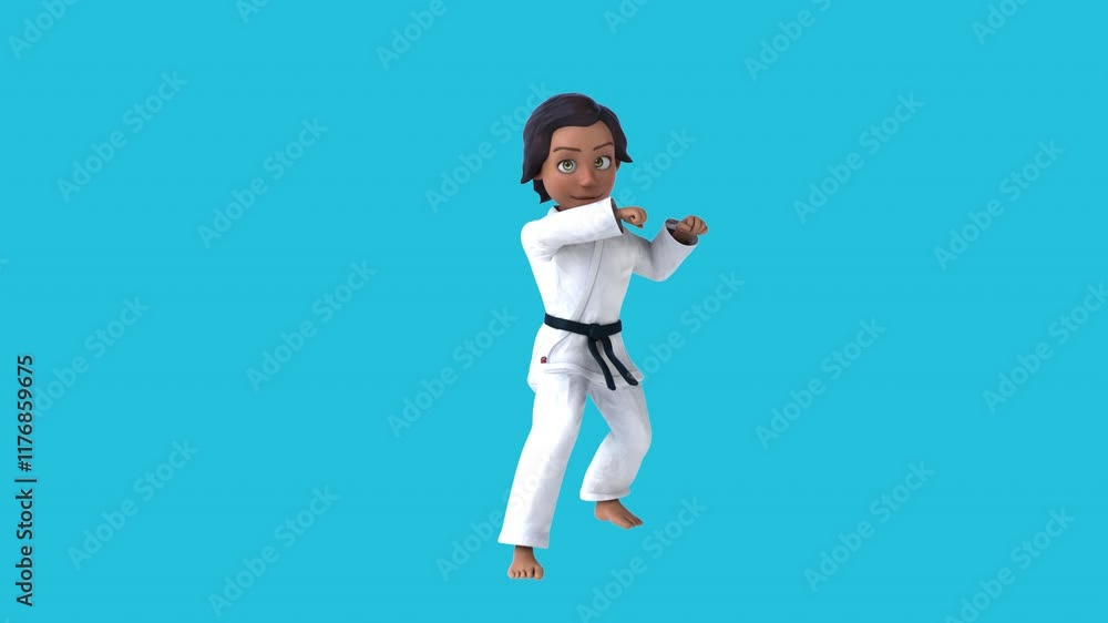 Fun 3D cartoon martial arts girl (with alpha channel) Fun 3D cartoon martial arts girl (with alpha channel)