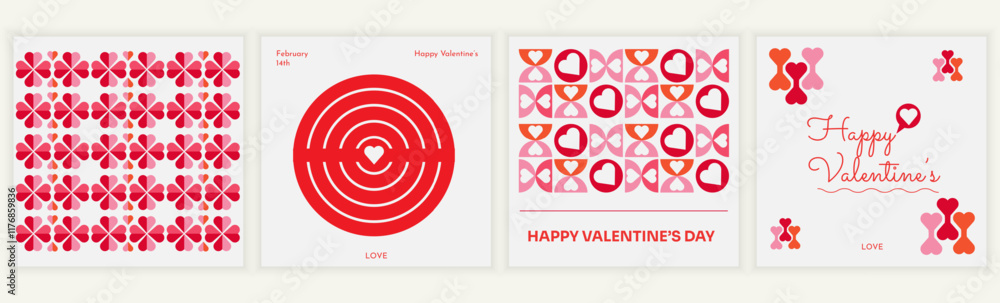 Set of Valentine's Day for poster, card, invitation, flyer, cover, banner, sale, brochure and other graphic design geometric style. Set of Valentine's Day for poster, card, invitation, flyer, cover, banner, sale, brochure and other graphic design geometric style.