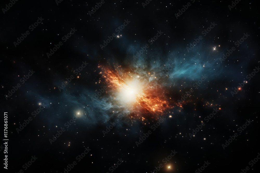 Cosmic eruption of colorful celestial bodies in the vast universe. Generative AI Cosmic eruption of colorful celestial bodies in the vast universe. Generative AI
