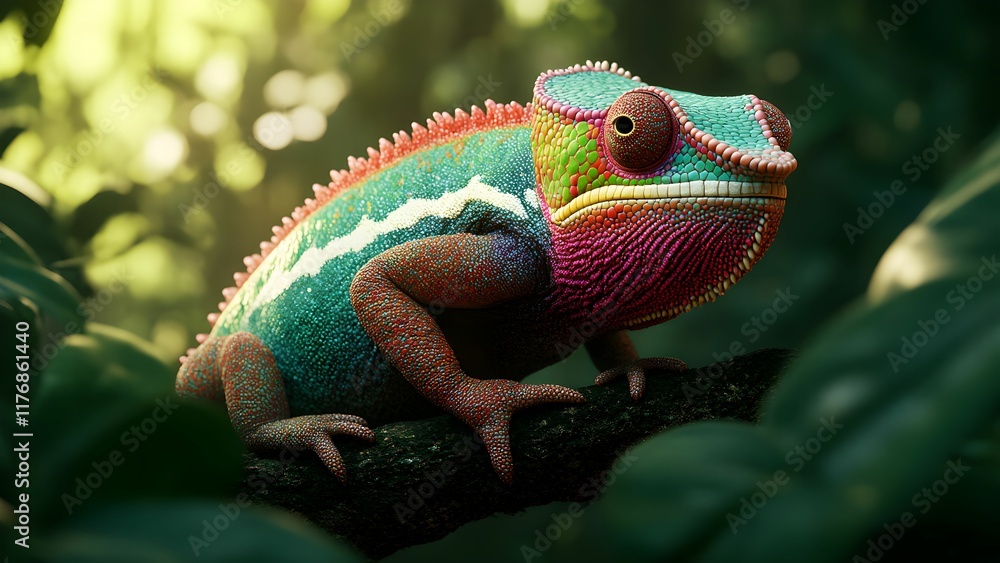 Obraz premium green iguana on a branch
