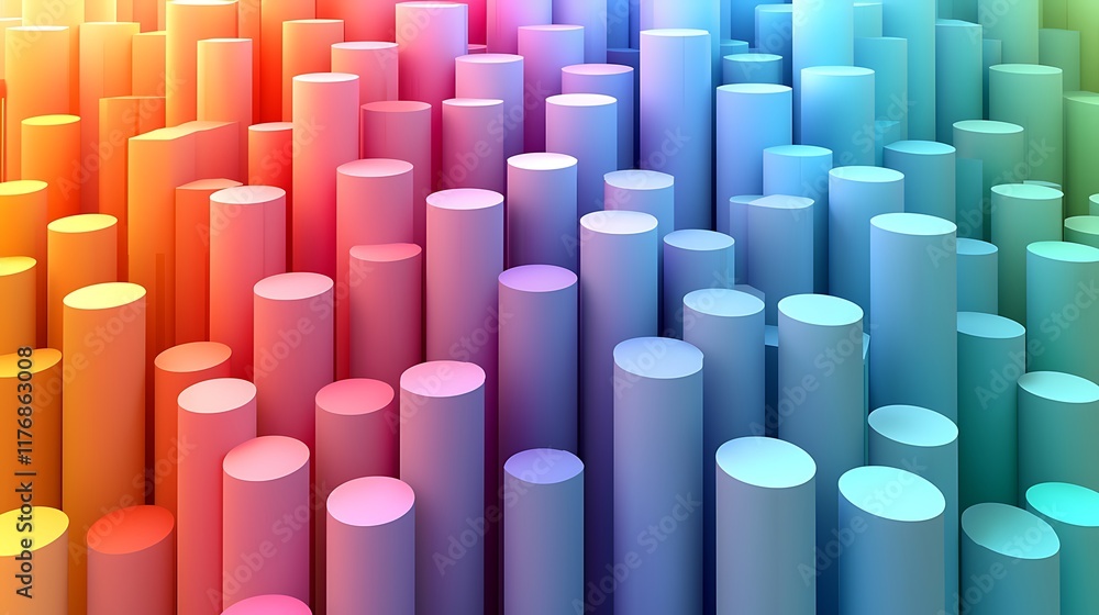 Colorful 3D cylindrical abstract background, data visualization, graphic design element. Colorful 3D cylindrical abstract background, data visualization, graphic design element.