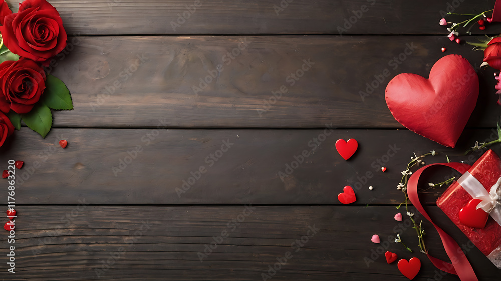 A red rose and heart design with a wooden frame, symbolizing love and romance for Valentine's Day, perfect for a wedding or holiday celebration A red rose and heart design with a wooden frame, symbolizing love and romance for Valentine's Day, perfect for a wedding or holiday celebration