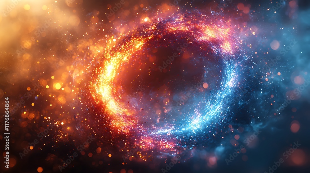 Fiery ice swirls abstract background; energy duality concept. Fiery ice swirls abstract background; energy duality concept.