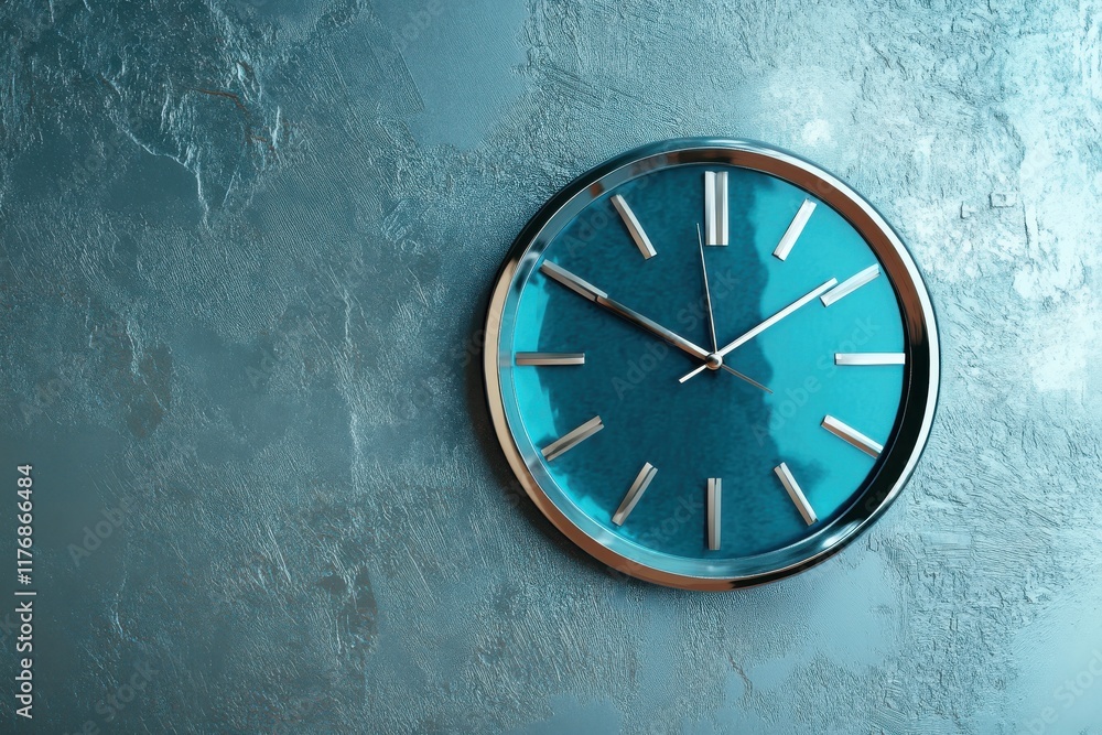 custom made wallpaper toronto digitalElegant Aqua Blue Clock on a Silver Background Perfect for Modern Interior Design and Home Decor Projects
