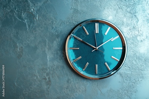 Wallpaper Mural Elegant Aqua Blue Clock on a Silver Background Perfect for Modern Interior Design and Home Decor Projects Torontodigital.ca