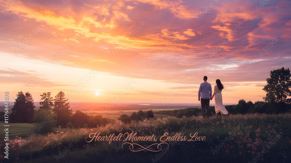 Serene sunset landscape with trees and soft colors Serene sunset landscape with trees and soft colors