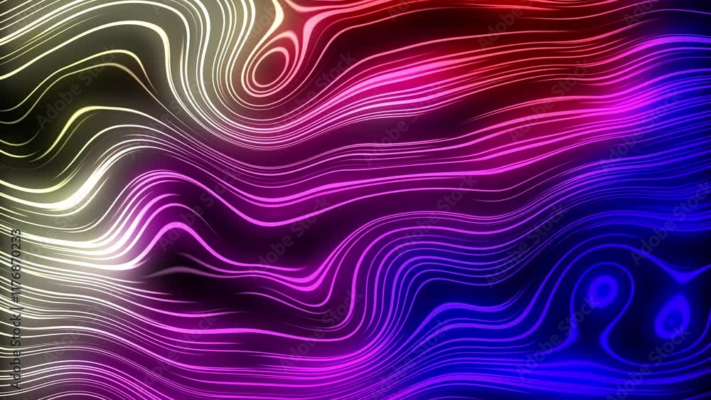 Abstract neon waves with flowing gradient lines in pink, blue, red, and yellow on a dark background. A mesmerizing digital design perfect for modern artistic concepts Abstract neon waves with flowing gradient lines in pink, blue, red, and yellow on a dark background. A mesmerizing digital design perfect for modern artistic concepts