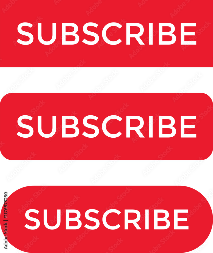 Subscribe icon set. subscribe button red color Subscribe icon set. subscribe button red color