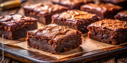 Delicious Homemade Brownies, Close-up Shot, Documentary Style Photography