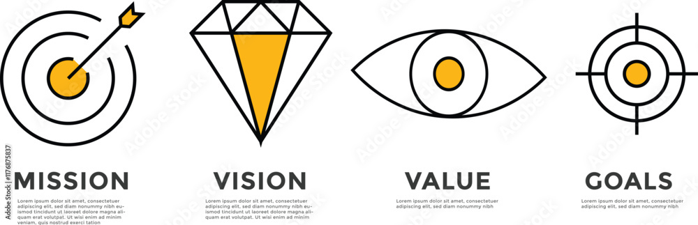 mission vision value icon with text. Business purpose goal concept. mission vision line style symbol
mission vision value icon with text. Business purpose goal concept. mission vision line style symbol