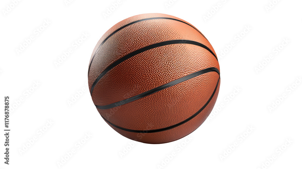 Fototapeta premium Basketball: A classic, well-worn basketball, ready for the next game. The orange leather with black lines is ready to be dribbled, shot, and passed. 