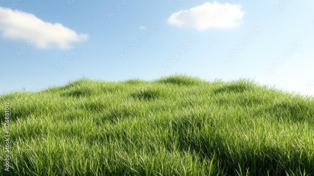 Lush green grass covering a gentle hill under a clear sky. Lush green grass covering a gentle hill under a clear sky.