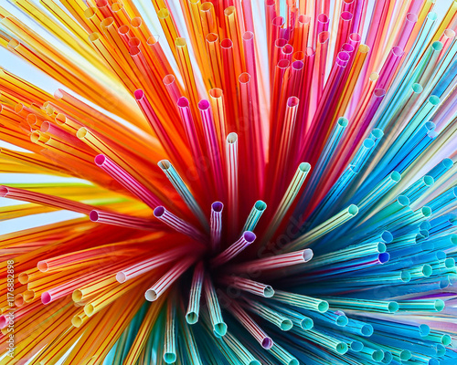 colorful straw in an abstract clop for the background