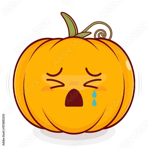 pumpkin crying face cartoon cute